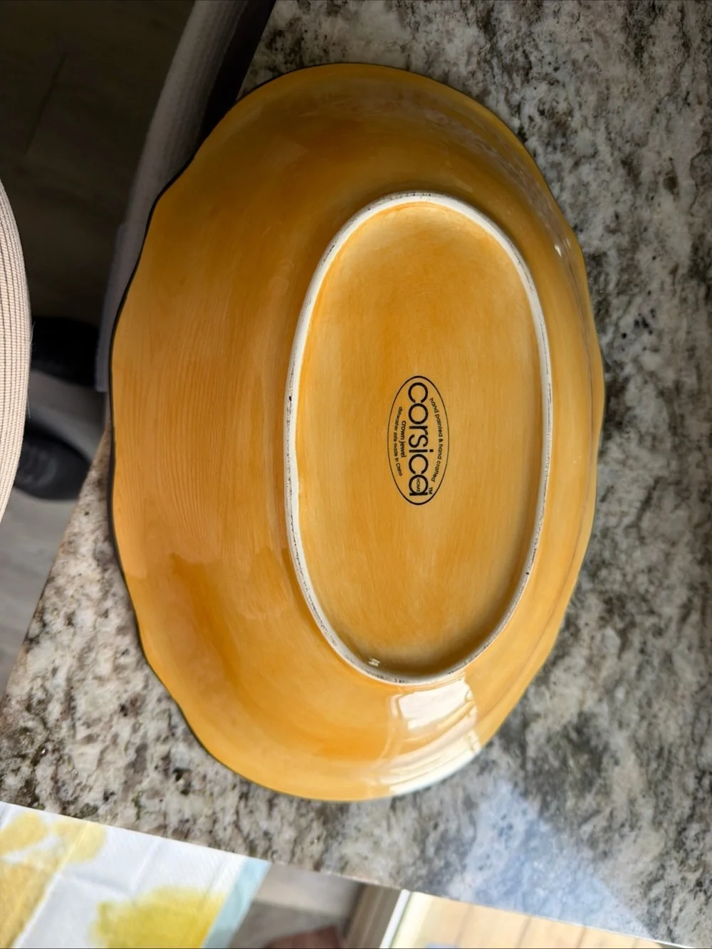 Hand-Painted Floral Ceramic Serving Bowl - Yellow Multi
